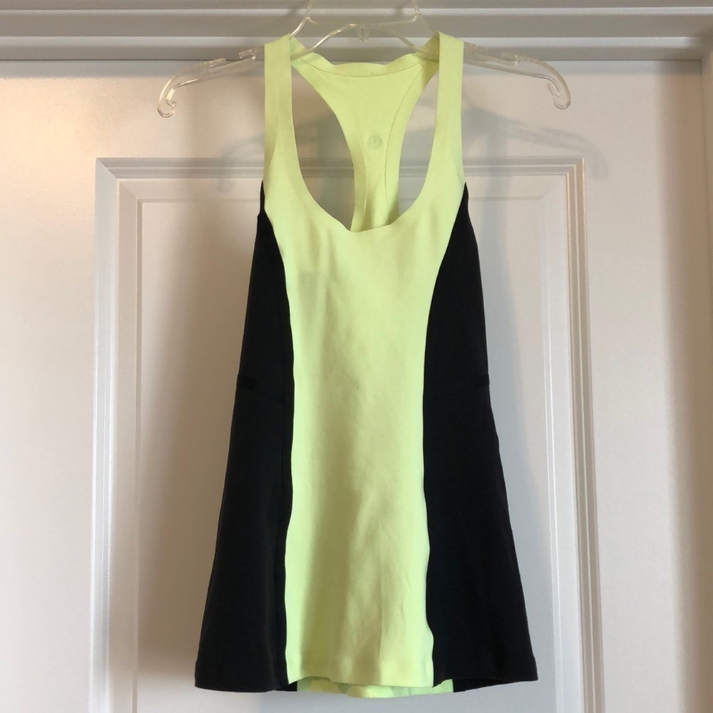 Lululemon Womens Scoop Me Up Racerback Surf Bonded Tank Sz 4 Faded Zap Black